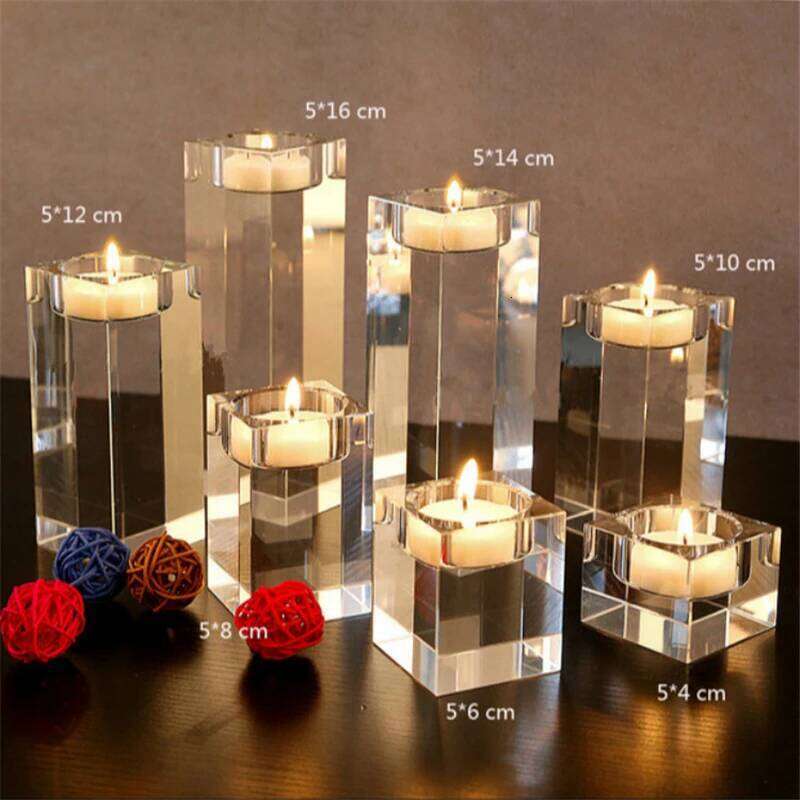 Crystal Glass Creative Romantic Candle Holders Tealight Wedding Decorations Home Party Ornaments Desktop Candlestick Y260131