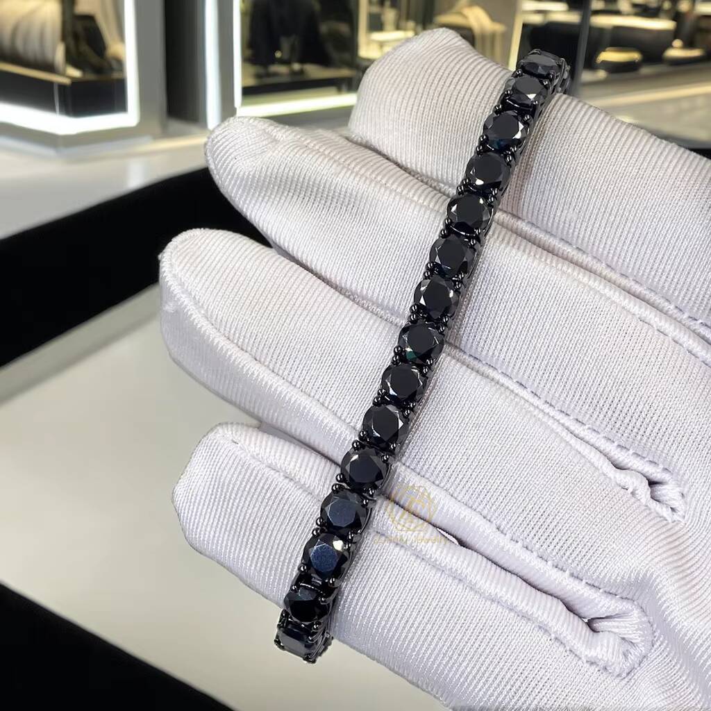Cheap Price Hip Hop Ice Out Unisex 2mm 3mm 7inch 925 Sterling Silver VVS Black Color Moissanite Diamond Tennis Bracelet