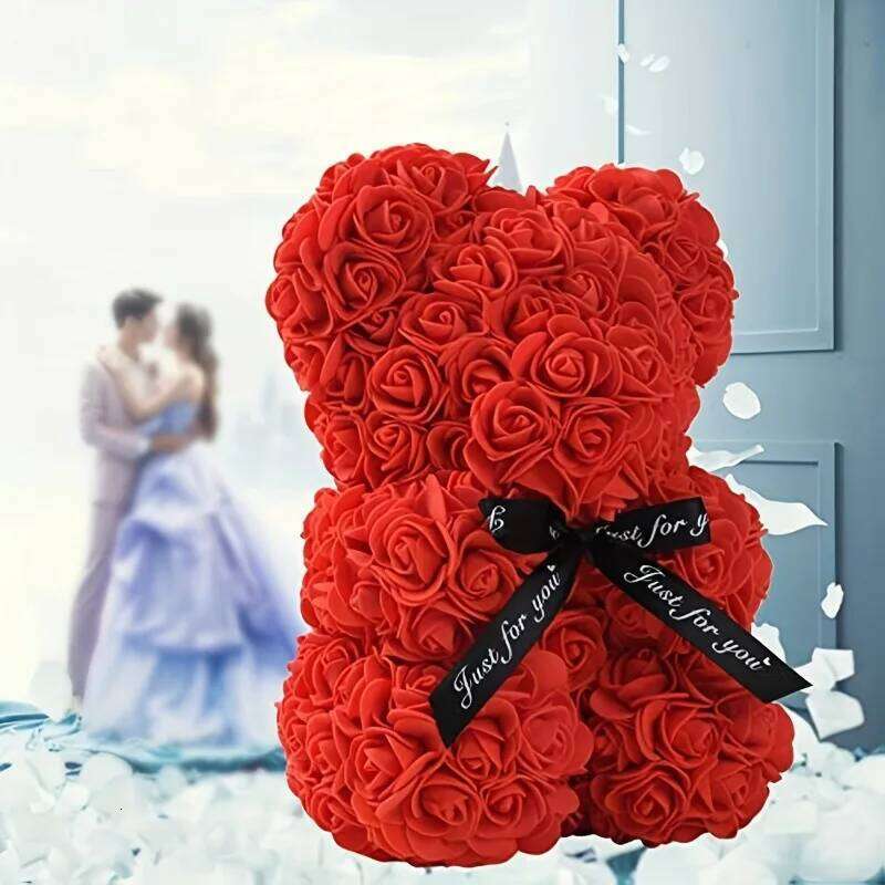 Artificial Foam Immortal Rose Bear - Perfect for Valentine's Mother's Day, Anniversaries, Weddings, Birthdays and Christmas Y260131