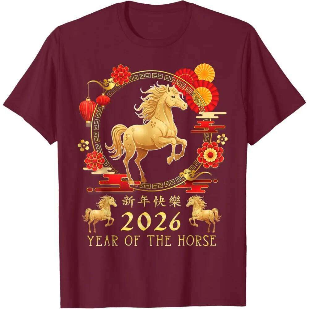 Chinese New 2026 Year of The for Women Men T-Shirt Fashion Vintage Horse Y2k Clothes Graphic Cotton Camisetas C260131