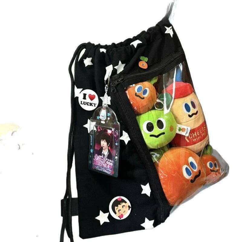 Large Capaci Bapa for Fans Casual Soft Polyester Foldable oulder Purse and Handbag Original White Star Dstring Bag Versatile