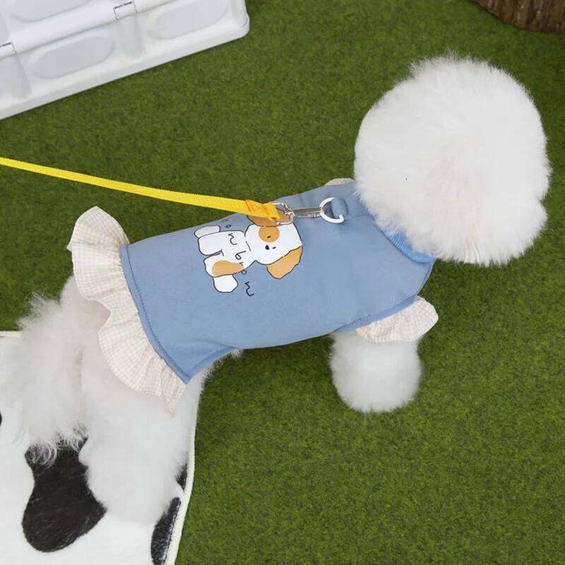 Blue Pink Dresses Winter Flying Sleeve Clothing Pullover Costume Pet Clothes For Small Dog Chihuahua Poodle Puppy Skirt Apparels H260129