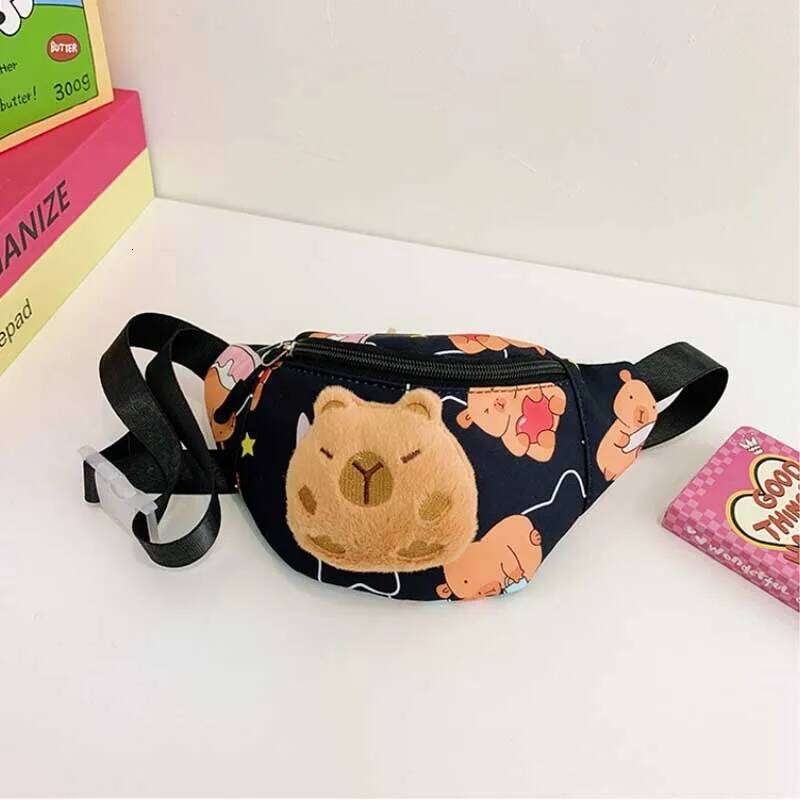 Simple Adjustable Shoulder Strap Large Capacity Waist Cartoon Capybara Children's Chest Bag with Plush Doll