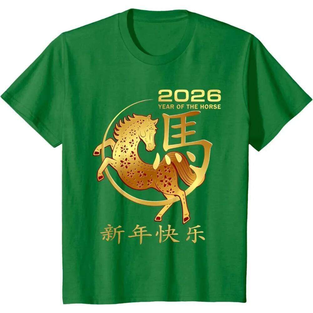 Lunar Happy Unisex Tshirt Chinese New Year of The Horse 2026 T-Shirt Women Men T Shirt Street Fashion Streetwear Tops C260131