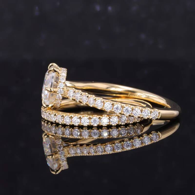 STARSGEM Mossanite Jewelry 14k Solid Gold Eternity Band Engagement Wedding Rings Set