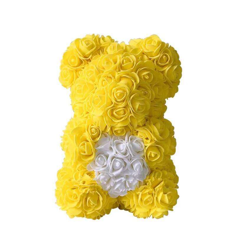 Customized Artificial Flowers Rose Bear Multicolor Plastic Foam Teddy Girlfriend Valentines Day Gift Birthday Party Decoration Y260131
