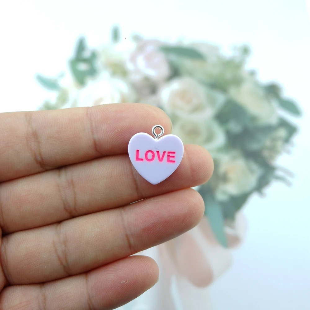 Kawaii Valentines Day Heart Charms for Jewelry Making Diy Earring Bracelet Pendant Accessories Findings Wholesale Bulk 260124