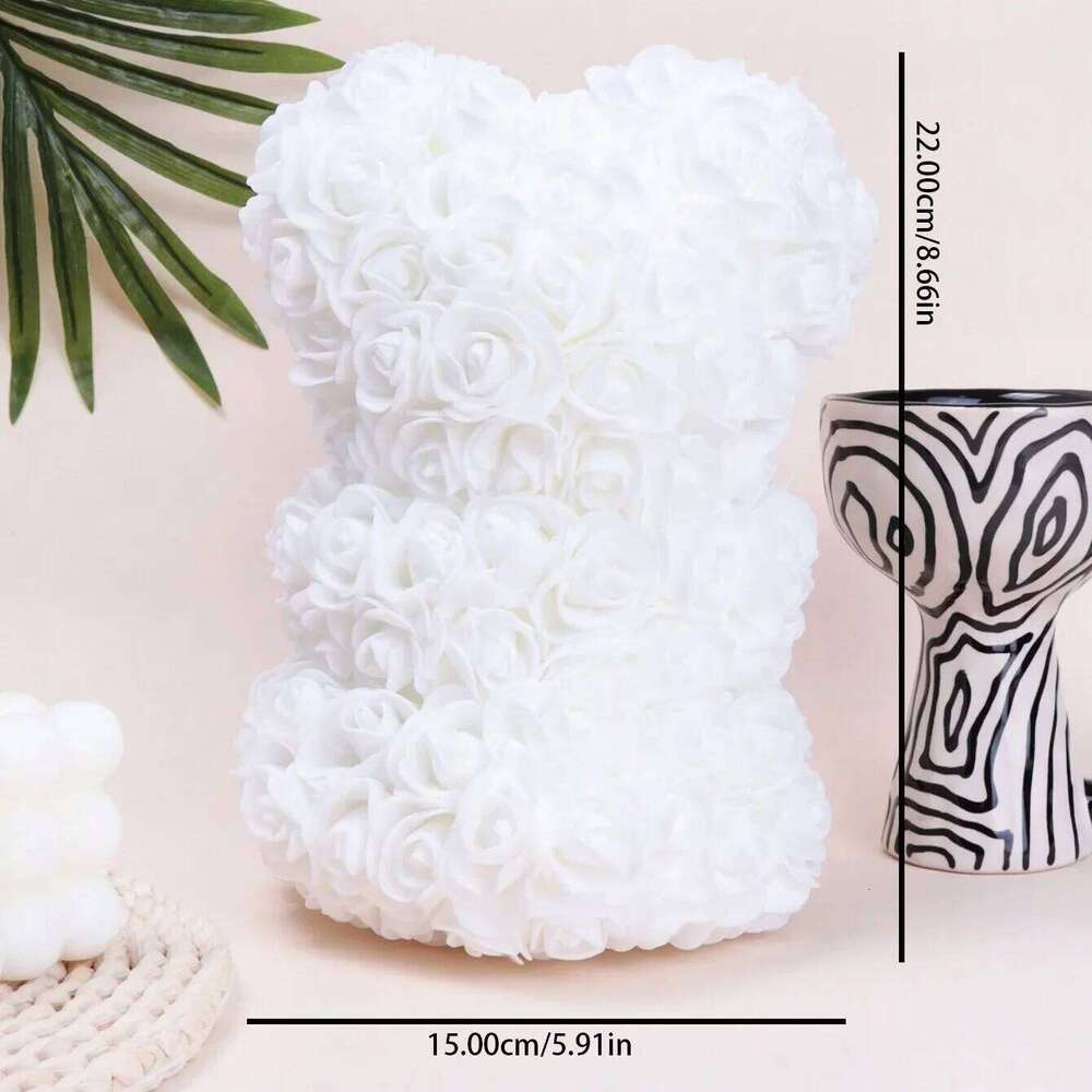 25cm Foam rose teddy bear carry bouquet. Ideal for weddings, Mother's Day, thank you to nurses/teachers or other celebrations! Y260131