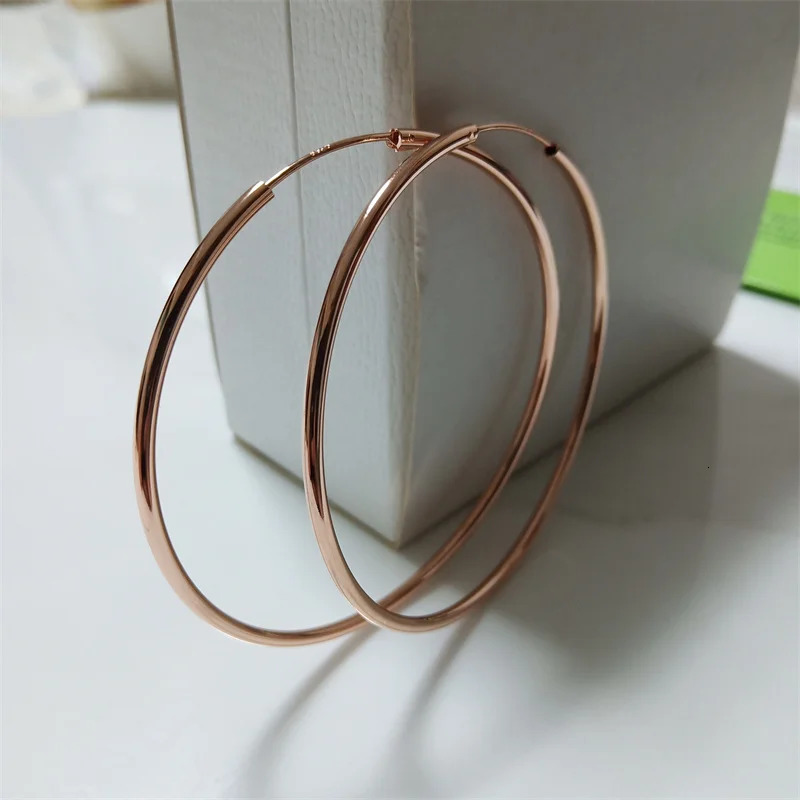 Senlissi -Rose Gold Hoop Earrings For Women 925 Sterling Silver Original Fashion Earring C K Rings gold 260126