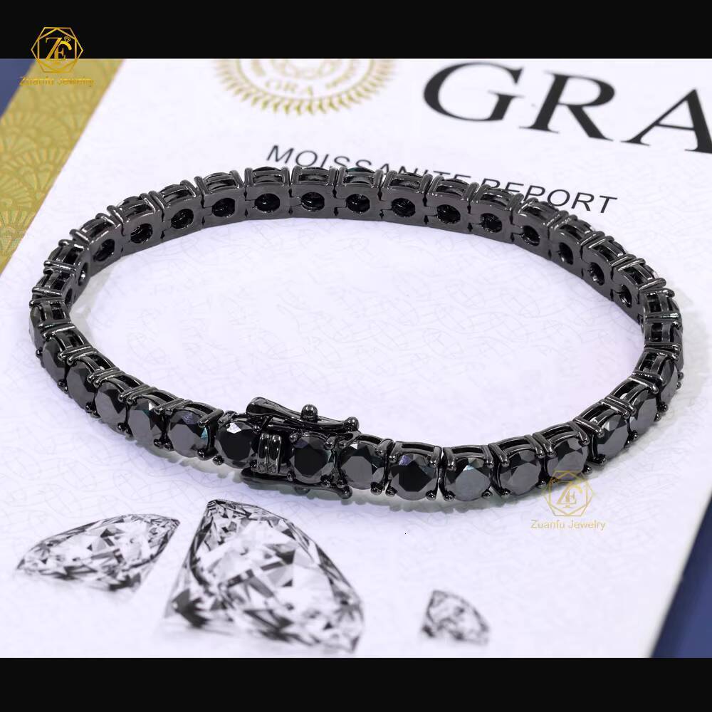 2026 New 3mm 4mm 2mm Color Black Blue Green Round Gra Vvs 925 Sterling Silver Diamond Moissanite Tennis Chain Bracelet for Women