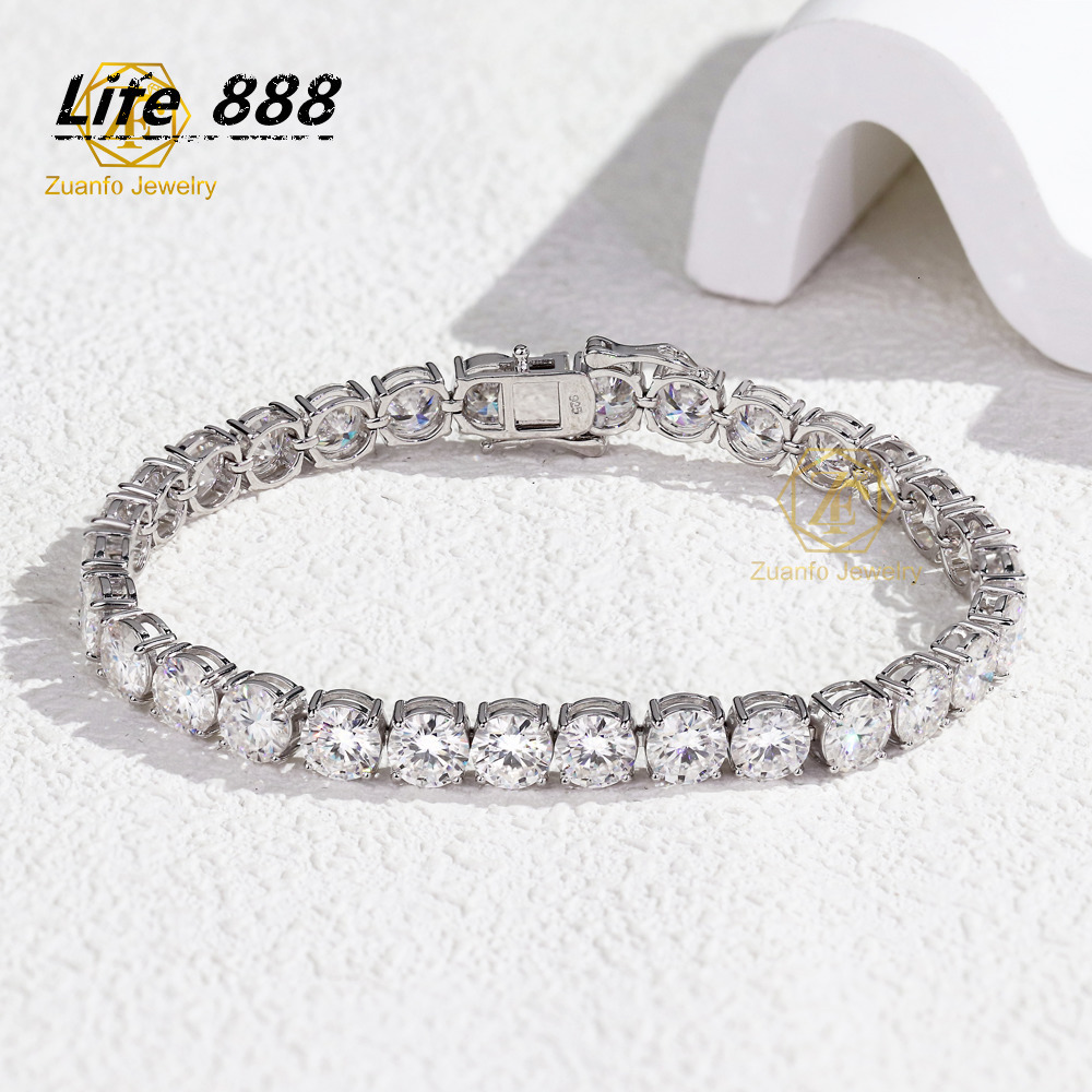 Cheapest White GRA Moissanite Tennis Chain Bracelet Ice Out Solid Gold Bracelet Hiphop Men Moissanite Bracelet