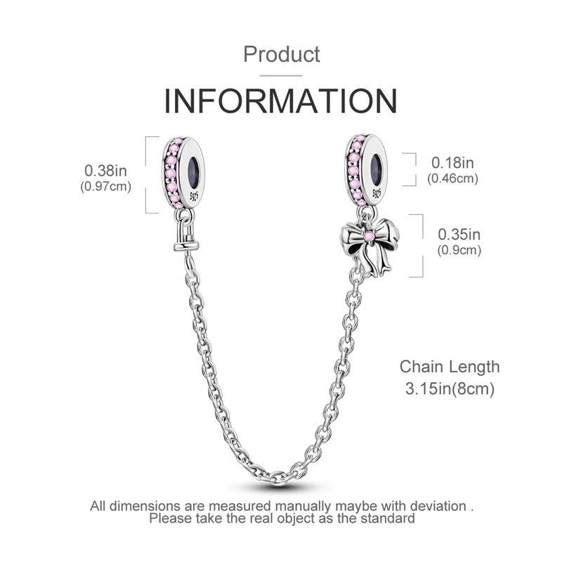 Sparkling 925 Sterling Silver Heart-shaped Infinity Triple Clear Jewel Safety Chain Charm Fits Bracelet Fine Jewelry Gift 260124