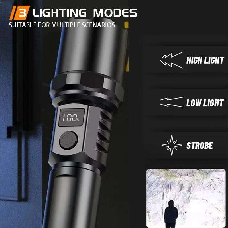 Super Bright LED Flashlight USB Rechargeable Flashlights with Tactical Zoom High Power Spotlight Outdoor Camping Fishing Torch H260131