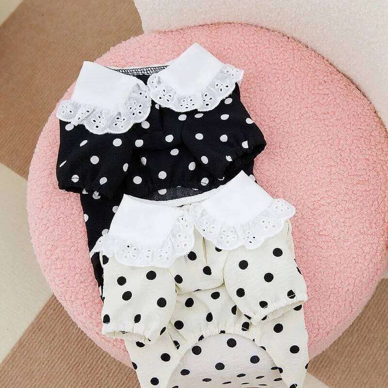 Fashion Thin Breathable Dog Vest Summer New Puppy Clothes Polka Dot Full Print Cute Teddy Cardigan Yorkshire Two Legs Clothing H260130