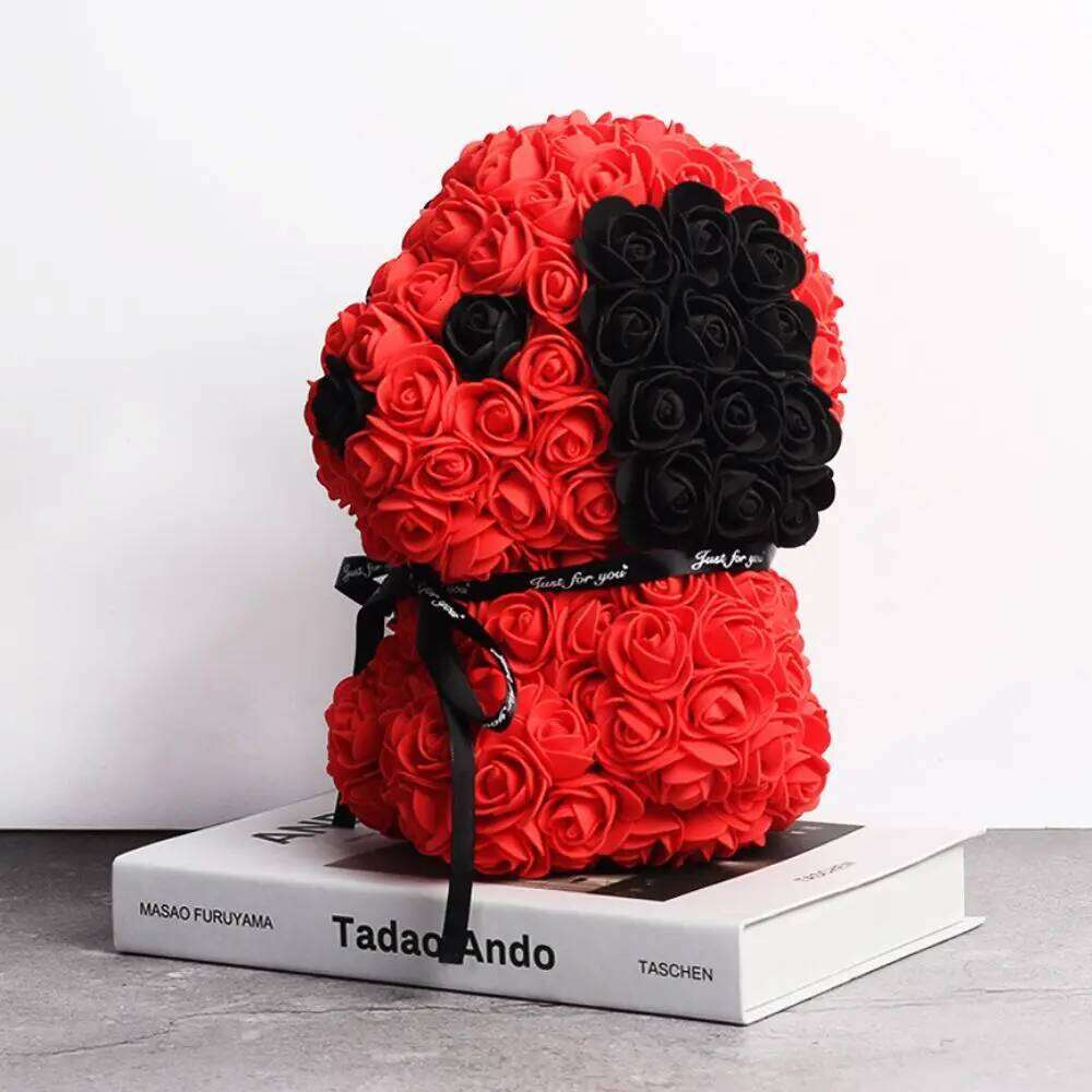 25cm Teddy Artificial Flower Rose of Christmas Decoration for Home Valentines Women Mother 's Gifts Soap Foam dog Y260131