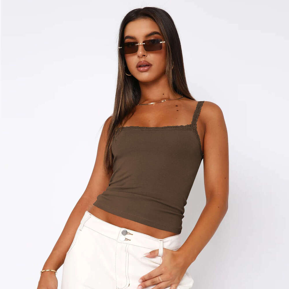 Cross-Border Spring Summer New Lace Trim Pure Desire Camisole European and American Slim Fit Base Layer Women's Sexy Hot Girl Top Wearable Outsid