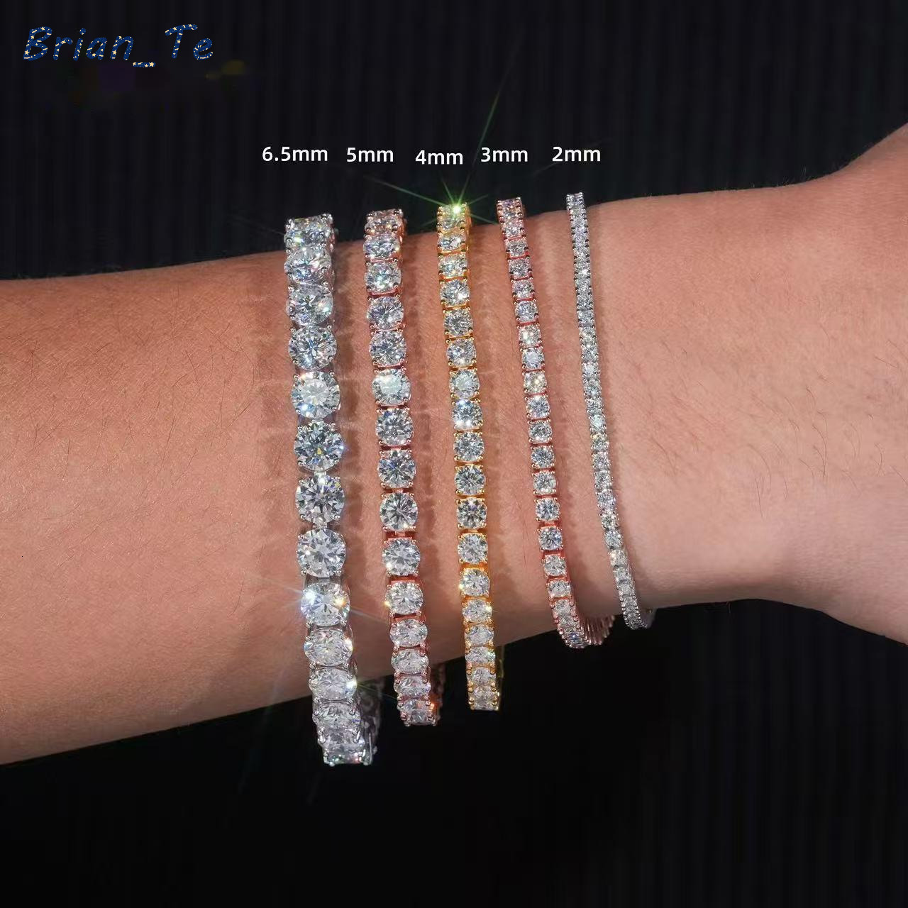 Fine Hip Hop Jewelry White Gold Plated 925 Sterling Silver VVS Moissanite Diamond Iced Out Tennis Chain Bracelet for Men Women