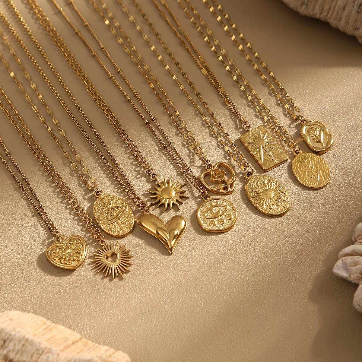 SOVOB Minimalist Stainless Steel Pendant Necklaces For Women Vintage Daily 18K Gold Choker Necklace Womens Jewelry Decoration 260128