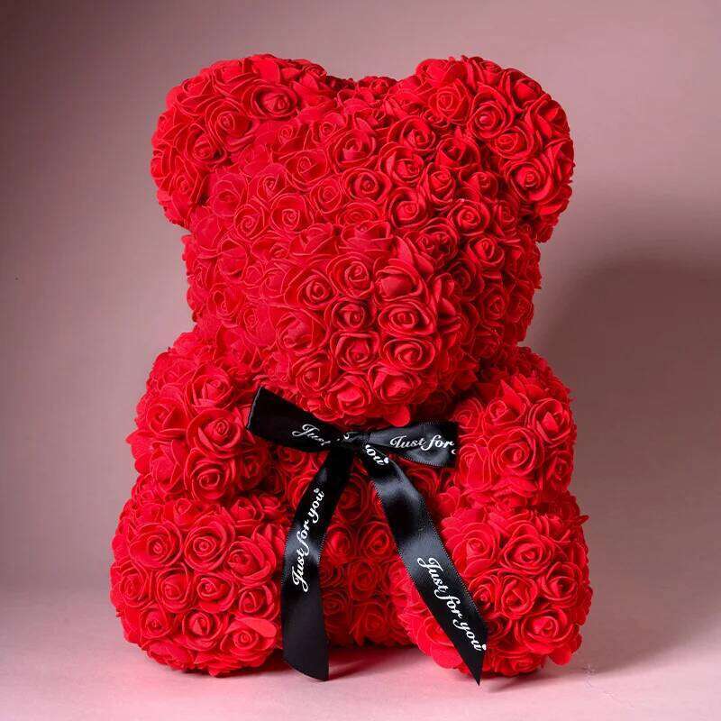 25cm Artificial Flower Eternal Rose Teddy Bear Christmas Birthday Valentine's Day Anniversary Gift for Home Wedding Decor Y260131