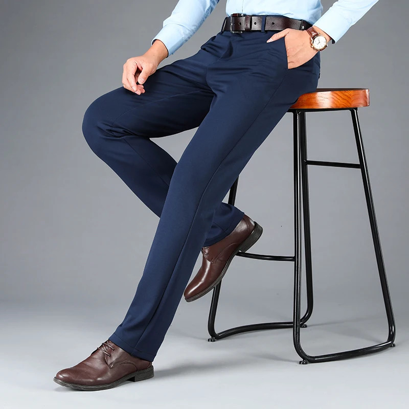 Spring Autumn Mens Casual Business Suit Pants Sports Stretch Male Trousers Big Size Loose Straight Dress 260120