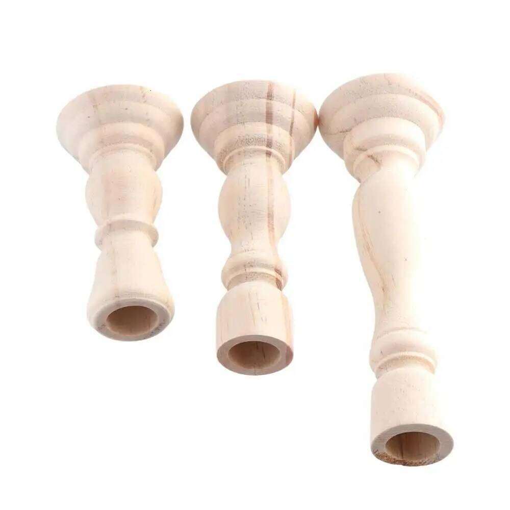 Rustic Wood Decorations Retro For Party Home Wedding Unpainted Candlesticks Holders Candelabros Candle Stand Y260131