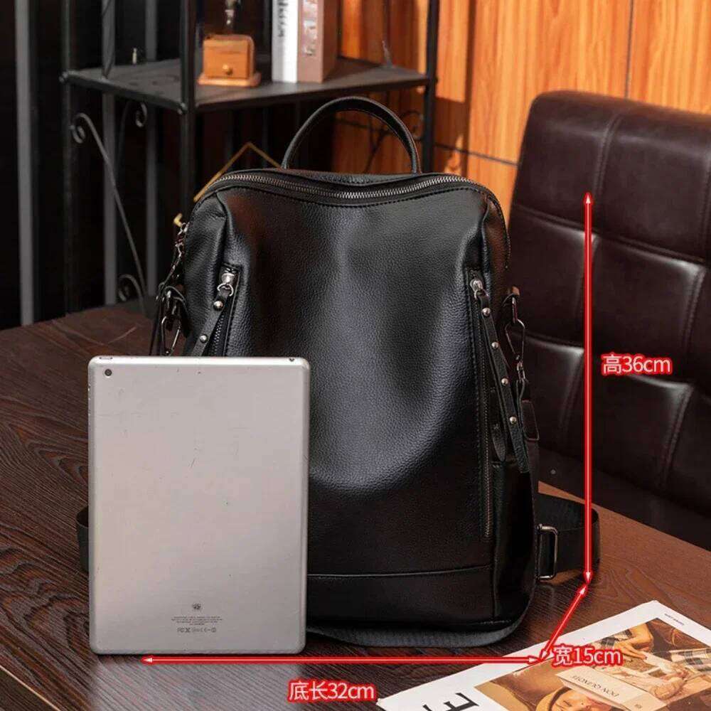 Genuine Leather Brand Backpack For Women 2023 New Fashion Travel Bagpack High Quality School Bags Casual Lides Shoulder Bag Sac