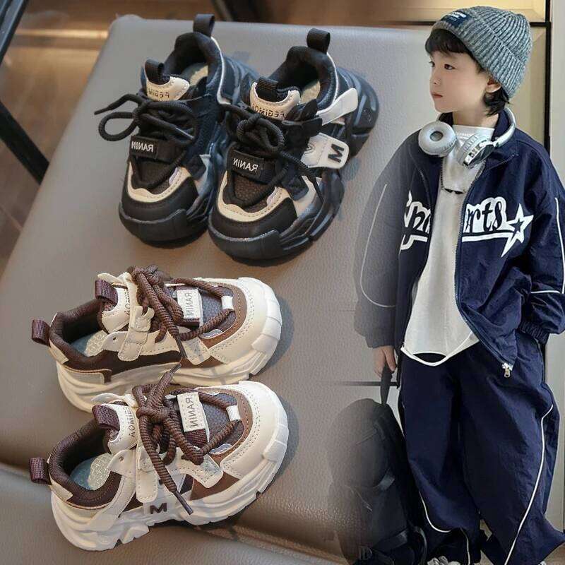 Children's Sneakers 1-18 Years Old Brown Breathable Boys Girls Casual Four Seasons Lightweight Non-slip Kids Single Shoes Y260128