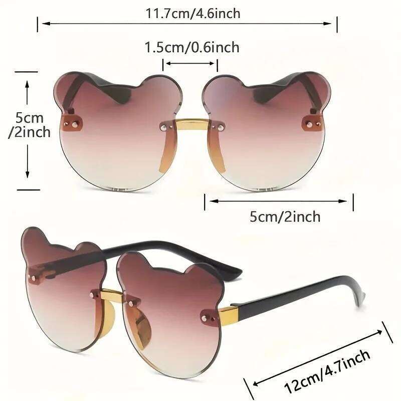 4pcs Cute Square Frame and Bear Ear Shaped Fashion Glasses H260130