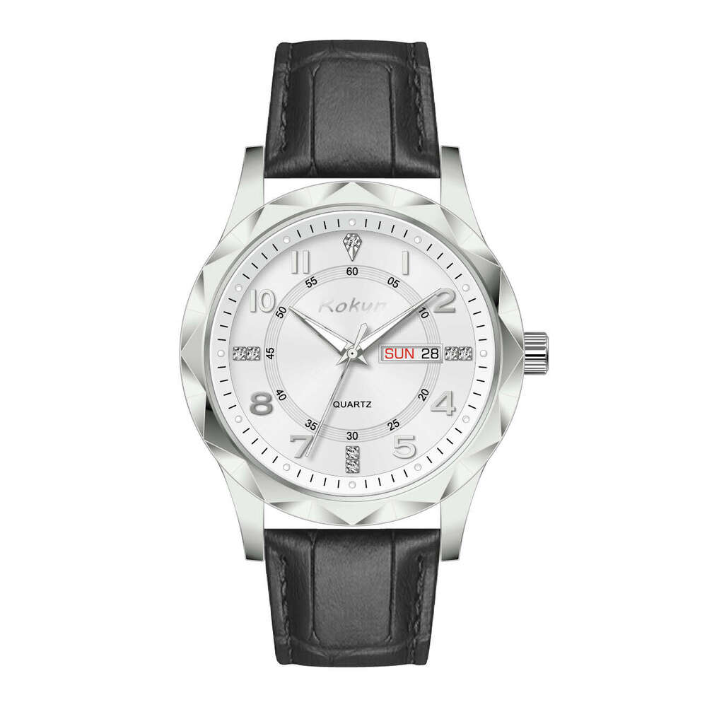 Dual Calendar Men's Waterproof Luminous Leather Strap Watch