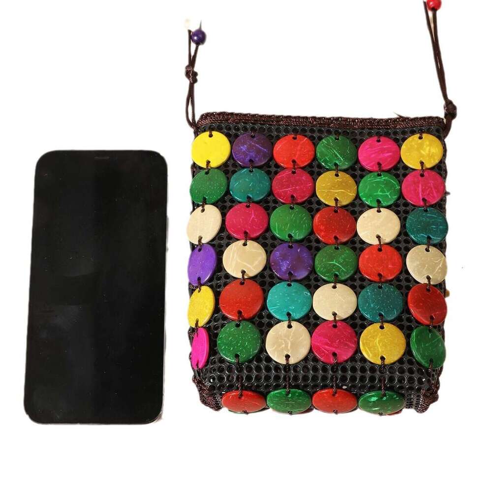 Handbag Small Wallet Crossbody Coconut Shell Beaded Woven Bag