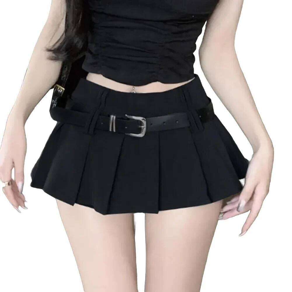 Black Mini Women High-waisted Pleated Kawaii White Skirt Tennis Shorts Skirts Solid School Girl Uniform XJ260131