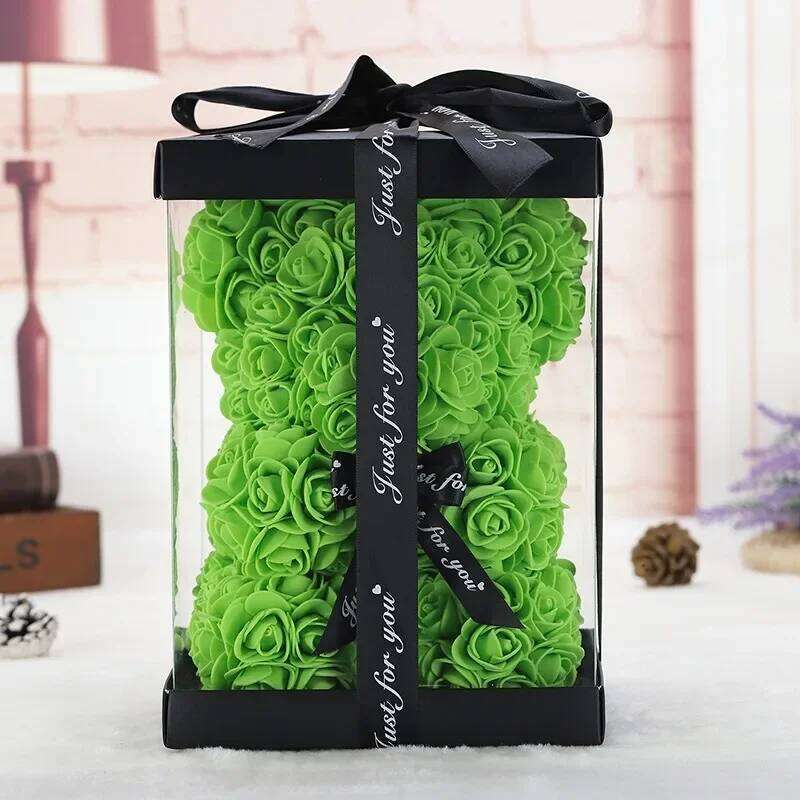 25cm Artificial Flowers Teddy Rose Bear Gift Box Romantic Anniversary Birthday Valentine's Day Present for Mom Girlfriend Child Y260131