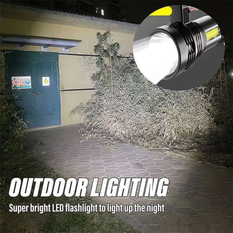 Portable High Strong Power LED COB Outdoor ABS Flashlights 4 Lighting Modes Long-range Rechargeable Torch For Fishing Hunting H260131
