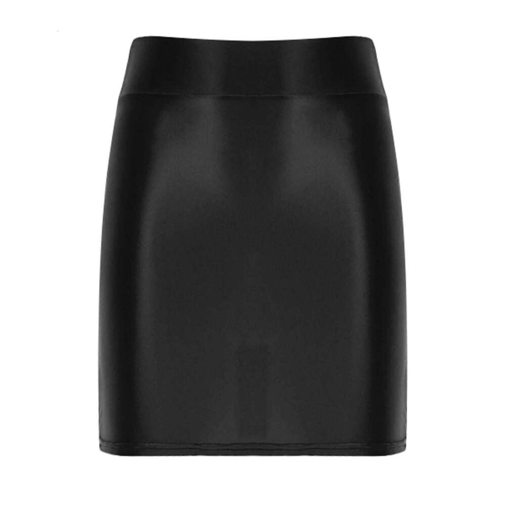 Womens Night Club Party Mini Skirts Solid Color Pencil Skirt Elastic Waistband Miniskirt Casual High Waist Glossy Clubwear XJ260131