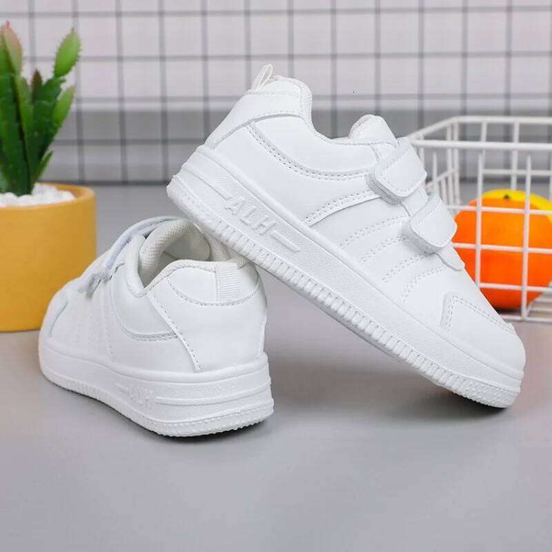 Child PU Material White Sneakers-Spring/Summer Unisex Soft-Soled Casual Slip-On Shoes for Primary Students, Comfort and Breath Y260128