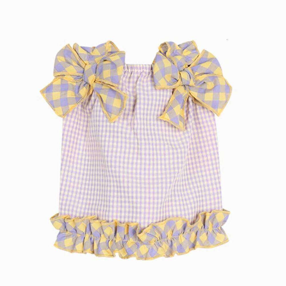 Comfortable Cute Plaid Lace Vest Fashion Soft Pet Summer Princess Skirt Breathable Cat Dress for Puppy Kittens H260130