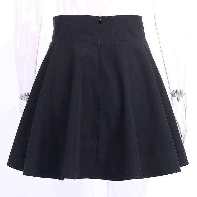 Japanese-Style Hipster Black JK Bubble Skirt Women's Lace-up Back Zip Ins Girl's Pleated mini gothic black skirt XJ260131