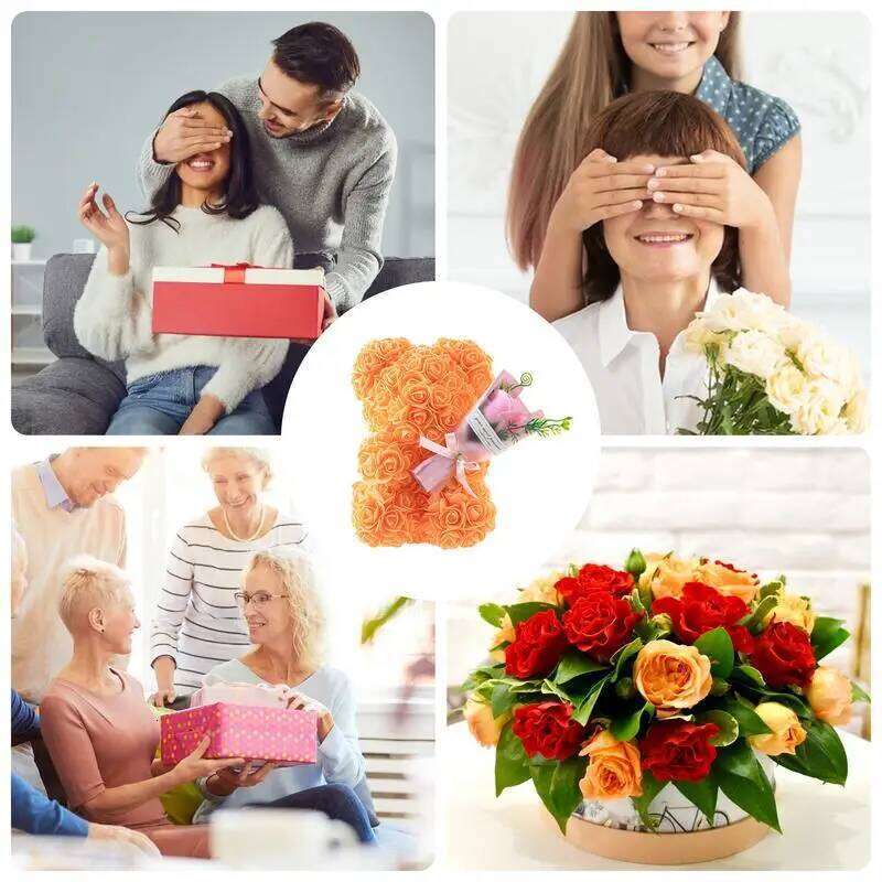 9.45in Artificial Forever Flower Rose With Clear Box Romantic Gift Her Handmade Valentine Bear For Home Y260131