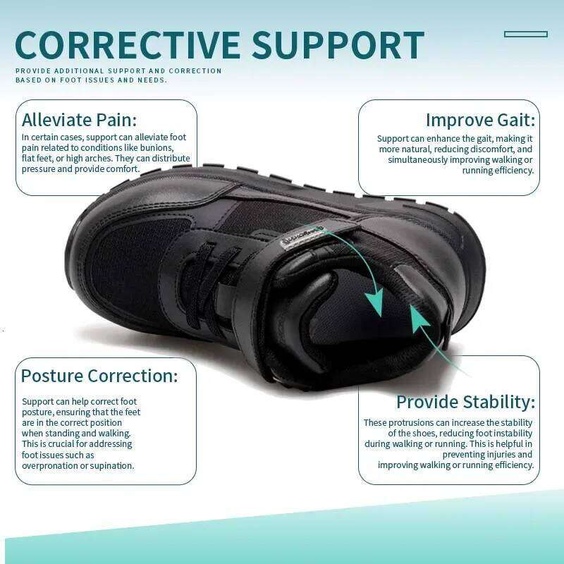 Princepard Orthopedic Sneakers for Kids & Toddlers High Top Black School Shoes with Arch And Ankle Support Corrective Casual Y260128