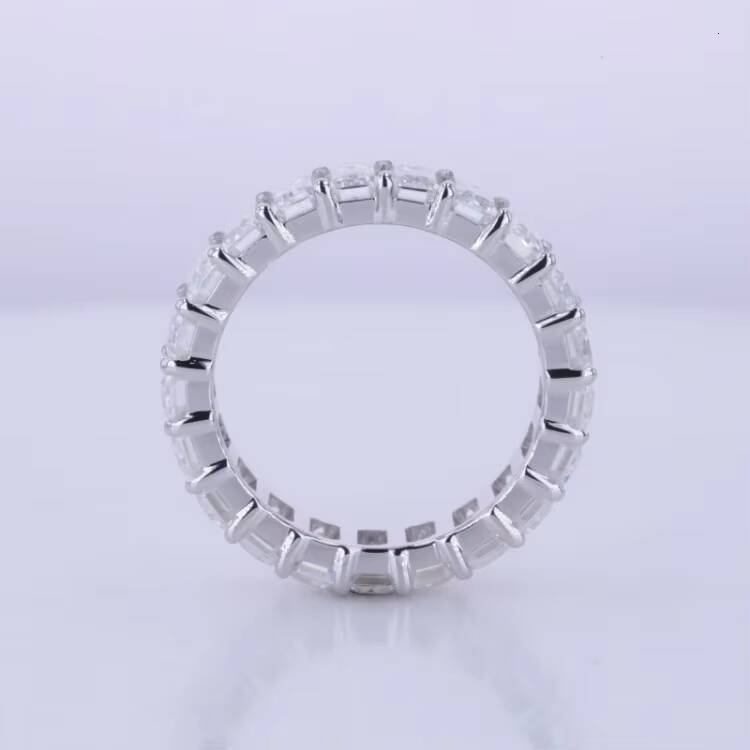 Moissanite 3x5 MM 4x6MM DEF VVS Emerald EX Cut S925 Jewelry Starsgem Wedding Band White Gold Plated Sterling Silver Ring