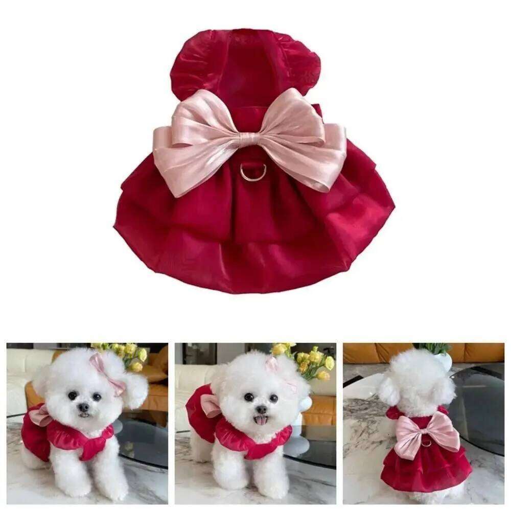 Cute Big Bow Summer Clothes Soft Elastic Dog Skirt Thin Supplies Pet Princess Dress H260129