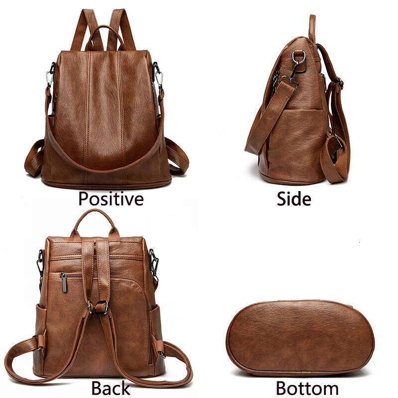 NEW Anti theft Backpack Purses High Quality Soft Leather Female Vintage Bag School Bags Travel Bagpack Ladies Bookbag Rucksack