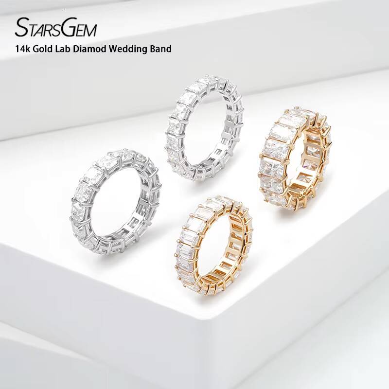 DEF VS Princess Asscher Radiant Emerald Loose Diamonds Jewelry Starsgem 14k Gold Wedding Rings CVD HPHT Lab Diamond Band Ring