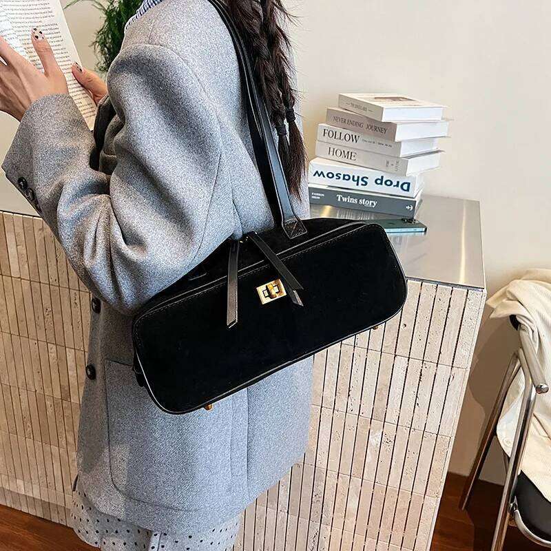 Pillow-shaped Crossbody Matte Suede Leather Handbag Retro Women's Shoulder Underarm Bag XJ260131