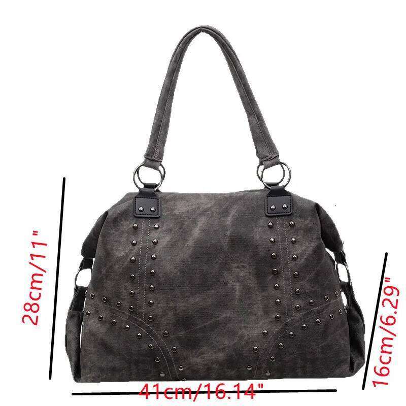 2025 Autumn Soft Leather Shoulder For Women Rivet Casual Tote Large Capacity Crossbody Bags Ladies Commuting Handbags XJ260131