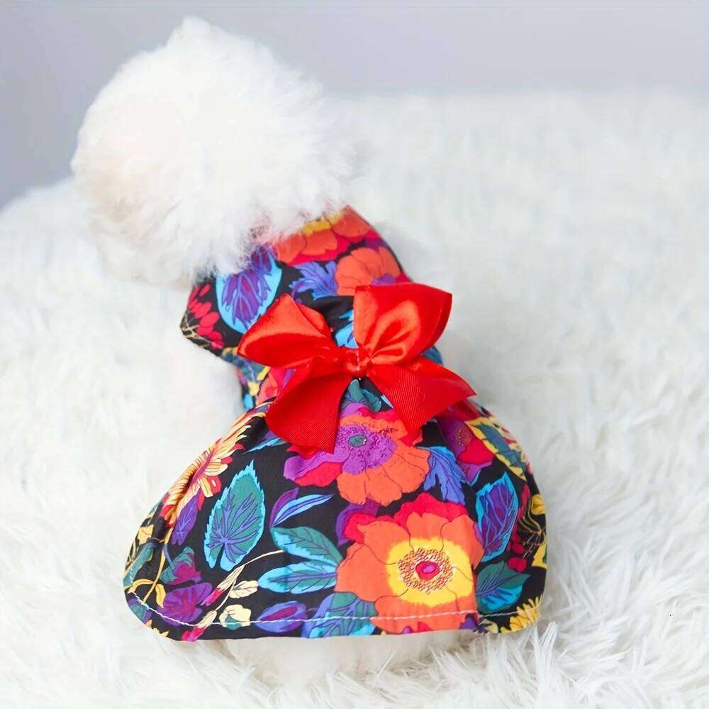 Summer Thin Clothes Flower Print Princess Dress Fashion Pet Dresses For Small Medium Large Dog H260130