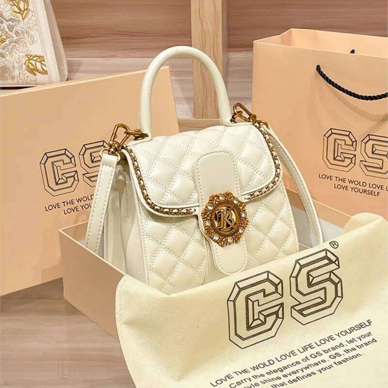 Women's handbag designer Lingge small square bag, women's 2024 new high-end texture handbag, autumn and winter crossbody bag