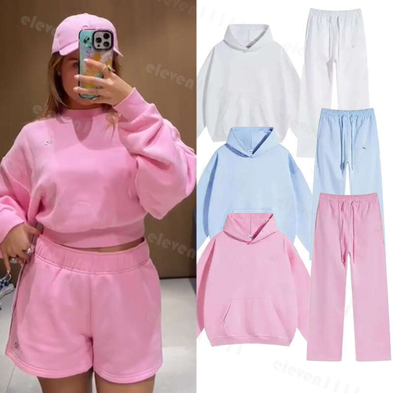NEW Valentine's Day Alosetitys Sets Jacket Pink Alosetitys Sweat Sets Women Set Jacket Leggings Pants Alosetitys Fleece Jacket Yoga Gym Sweater Sets