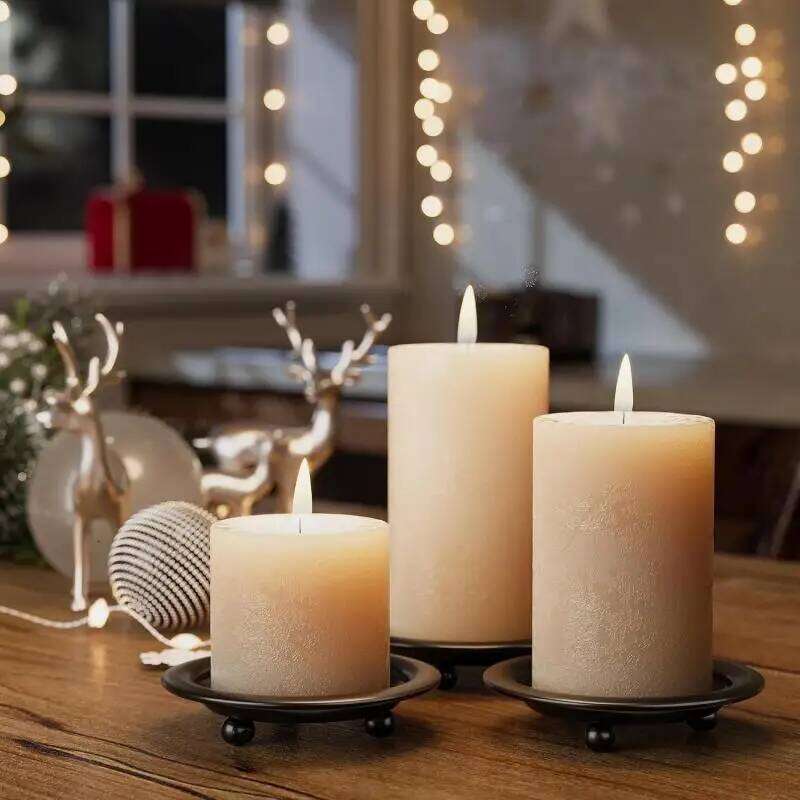 New 2/1PC Iron Black Gold Tray Base Wedding Party Holiday Banquet Decorative Holder Art Gifts Cup Candle Y260131