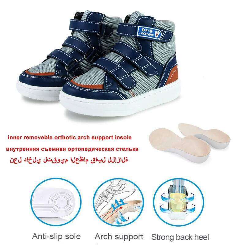 Ortoluckland Children Sneakers Kids Boys Leather Mesh Orthopedic Shoes Toddler Baby Girls Tiptoe Arch Support Soles Footwear Y260128